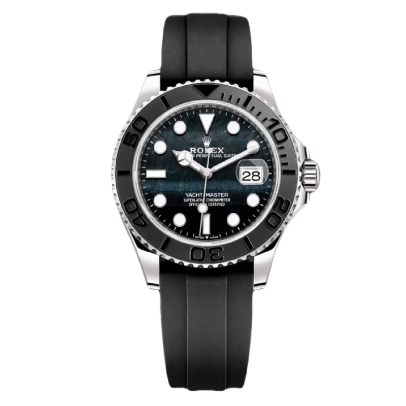 Rolex Yachtmaster 42mm - Ref: 226659 - Falcon Dial & 18K White Gold Case, Black Oysterflex Bracelet Men's Watch-Rolex Yacht-Master 40mm Diamond Dial Watch