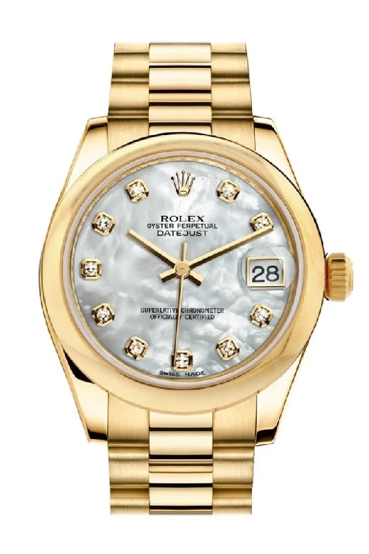 Rolex Datejust 31 White Mother of Pearl Diamond Dial 18K Yellow Gold President Ladies Watch 178248 Pre-owned-Rolex Explorer 39mm Watch