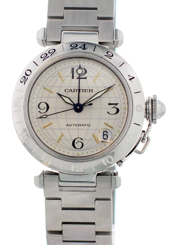 Cartier Pasha 2377 GMT Stainless Steel Mens Watch-Cartier Panthère 30mm Watch