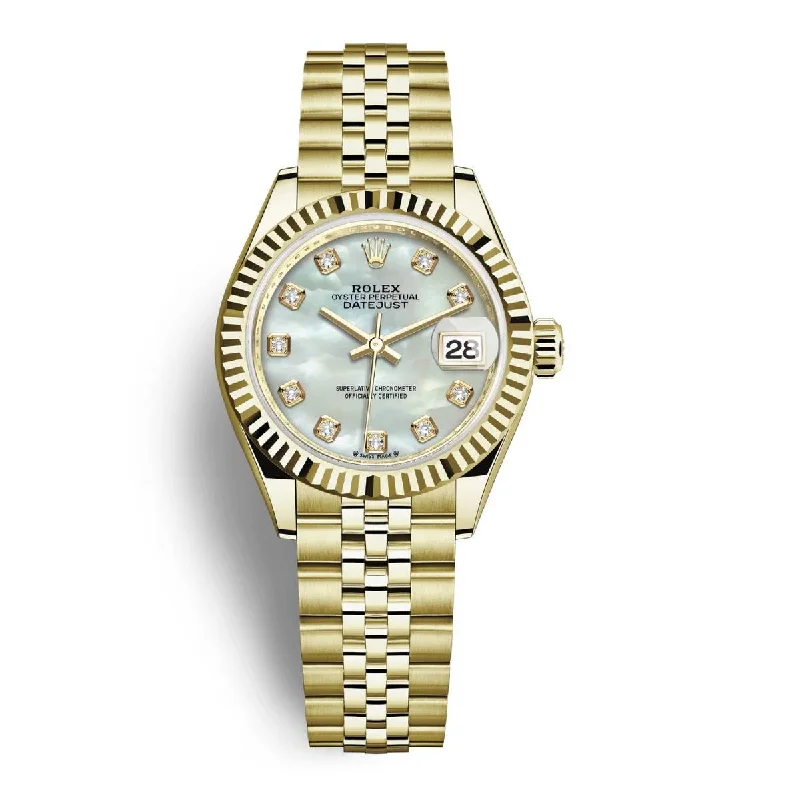 Rolex Lady Datejust 28mm - Ref: 279178-0026 - White Mother of Pearl Dial, 18K Yellow Gold Jubilee Bracelet Women's Watch-Rolex Yacht-Master 40mm Diamond Dial Watch