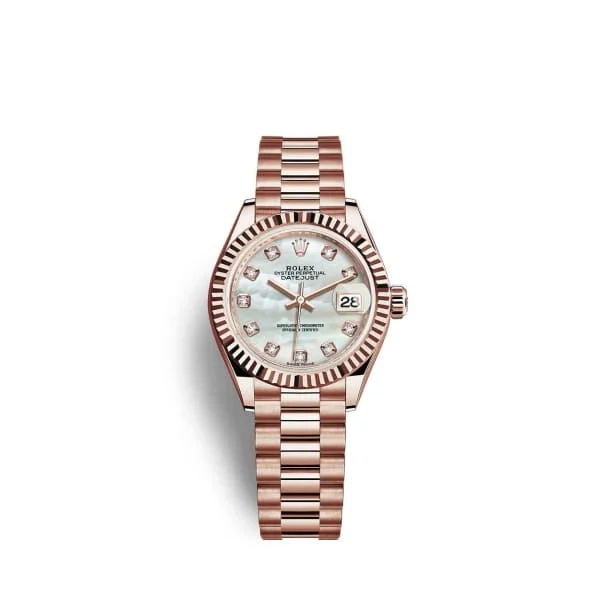 Rolex Lady Datejust 28mm - Ref: 279175-0017 - White Mother of Pearl Dial, 18K Rose Gold President Bracelet Women's Watch-Rolex Submariner 14060M Watch