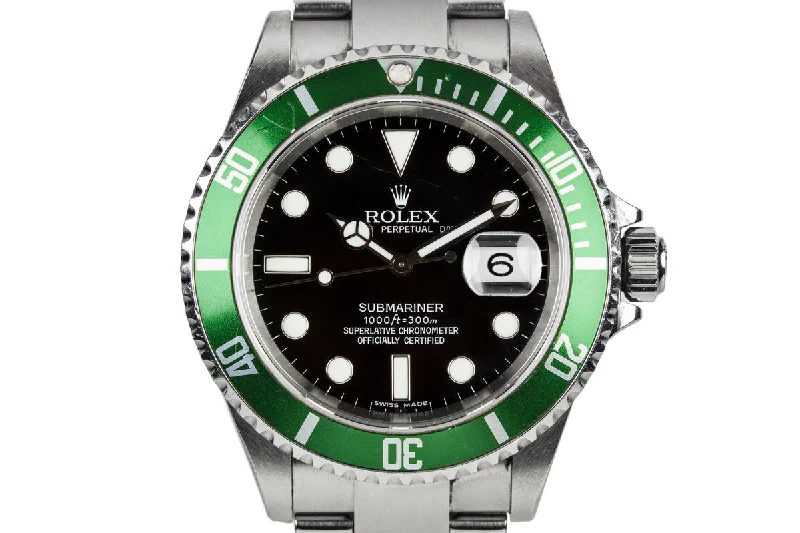 2006 Rolex Submariner 16610LV with Green Bezel Insert-Rolex Submariner 116618LB Yellow Gold Watch