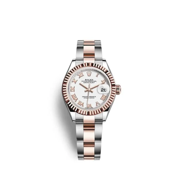 Rolex Lady-Datejust 28mm - Ref: 279171-0022 - White Roman Dial, Two Tone Stainless Steel & 18K Rose Gold Oyster Bracelet Women's Watch-Rolex Day-Date 40mm Platinum Watch