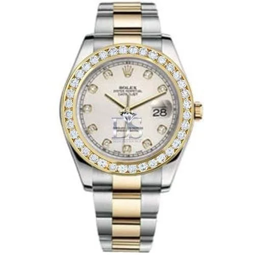 Rolex Datejust II 41mm - Ref: 116300IDODB - White Diamond Dial & Diamond Bezel, Two Tone Stainless Steel & 18K Yellow Gold Oyster Bracelet Men's Watch-Rolex Daytona 116520 White Dial Watch