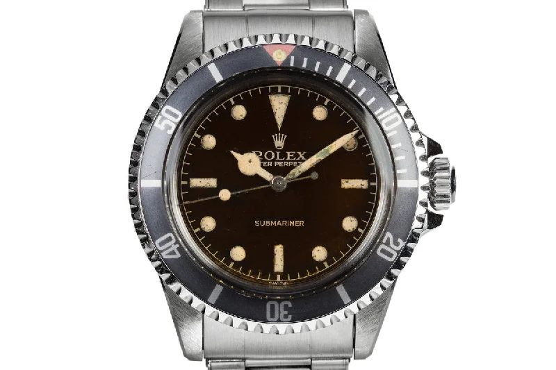 1959 Rolex Submariner 5512 with Tropical Gilt Chapter Ring Dial, Red Triangle Bezel, and Big Logo Stretch Bracelet-Rolex Day-Date 40mm Diamond Dial Watch