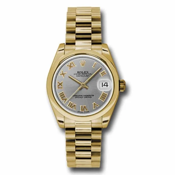 Rolex Datejust 31mm - Ref: 178248 grp - Grey Dial, 18K Yellow Gold President Bracelet Women's Watch-Rolex Submariner Ceramic Bezel Watch