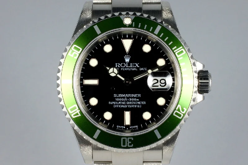 2004 Rolex Green Submariner 16610LV Mark I Dial and Insert with Box and Papers-Rolex Submariner 16613 Two-Tone Watch