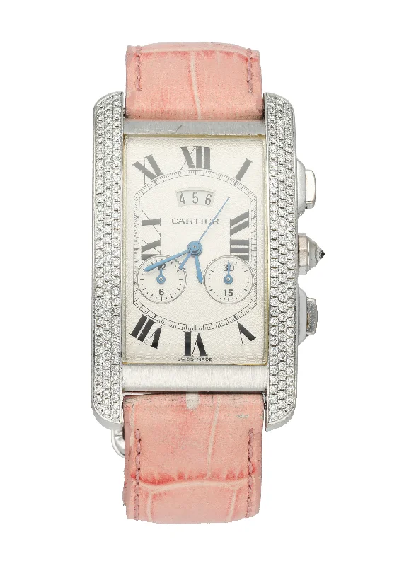 Cartier Tank Americaine 2569 White Gold Diamond Ladies Watch-Cartier Tank Française Small Watch