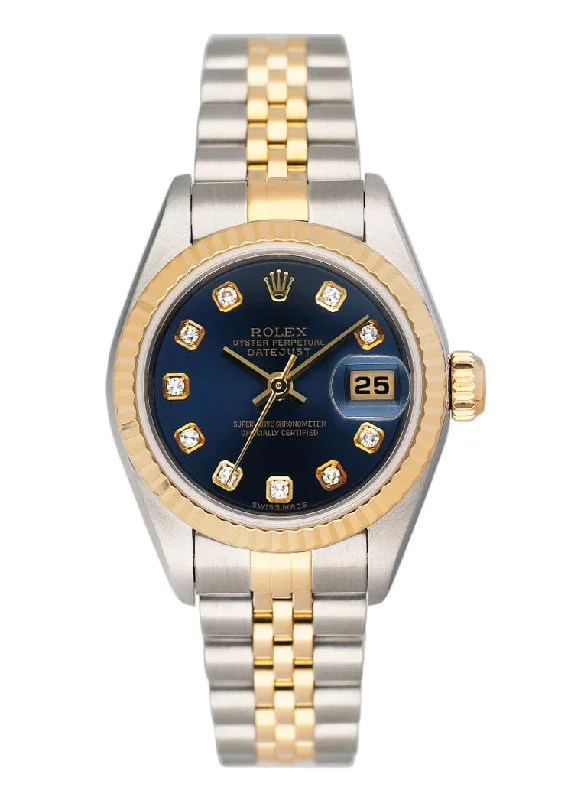 Rolex Datejust 79173 Diamond Blue Dial Ladies Watch-Rolex Submariner 16613 Two-Tone Watch