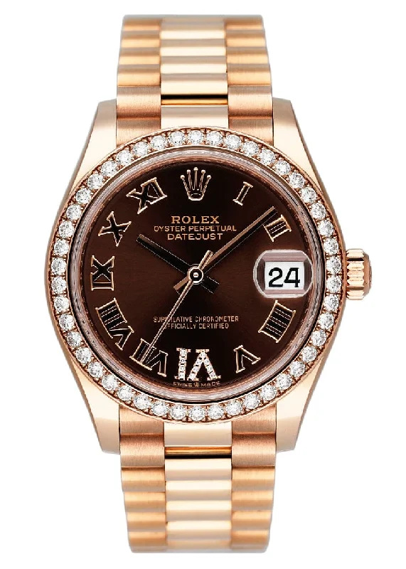 Rolex Datejust 278285RBR Diamond Chocolate Dial Rose Gold Watch Box Papers-Rolex Oyster Perpetual 34mm Watch