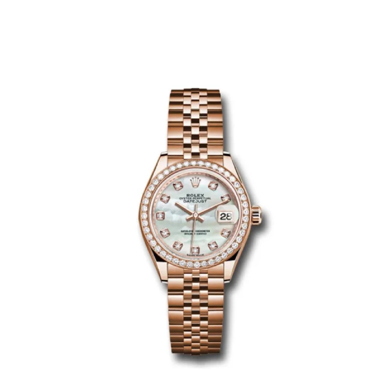 Rolex Lady-Datejust 28mm - Ref: 279135RBR mdj - White Mother of Pearl Diamond Dial & Diamond Bezel, 18K Rose Gold Jubilee Bracelet Women's Watch-Rolex Day-Date 36mm Rose Gold Watch