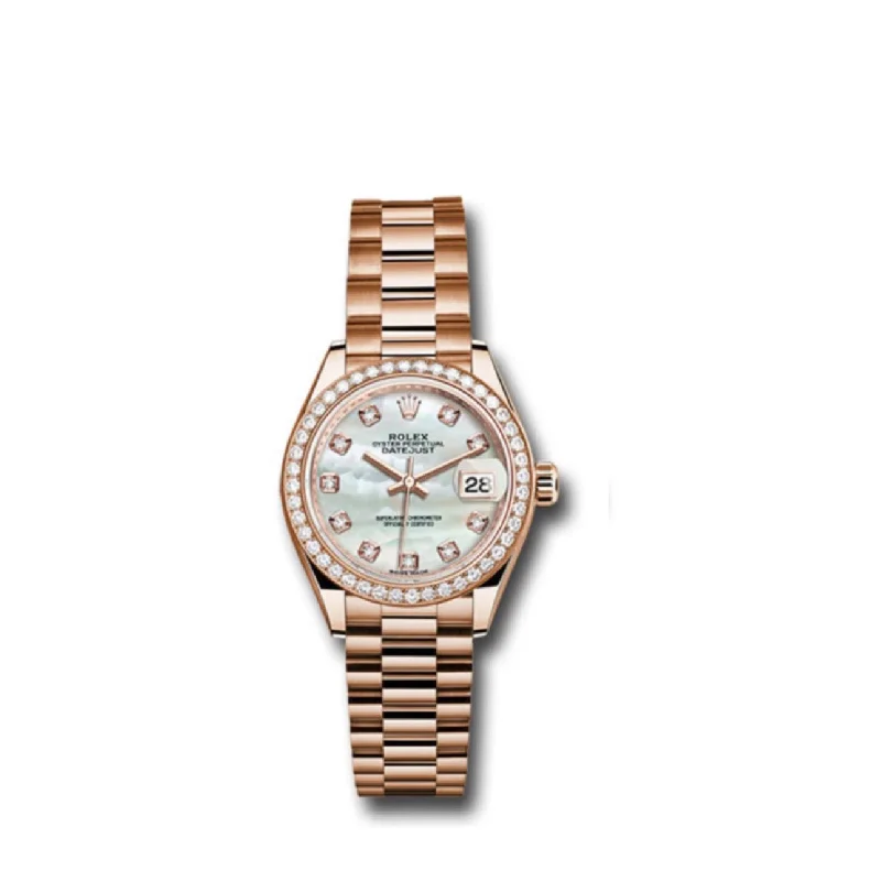 Rolex Lady Datejust 28mm - Ref: 279135rbr mdp - White Mother of Pearl Dial, 18K Rose Gold Oyster Bracelet Women's Watch-Rolex Milgauss 116400GV Watch Green Crystal