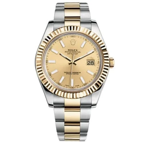 Rolex Datejust II 41mm - Ref: 116333 CSO - Champagne Stick Dial, Two Tone Stainless Steel & 18K Yellow Gold Oyster Bracelet Men's Watch-Rolex Datejust 116200 Silver Dial Watch