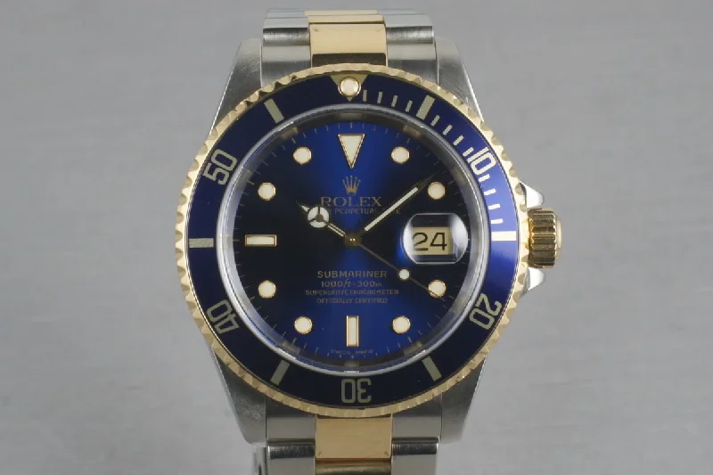 Rolex Submariner 18K/SS Blue Dial  16613 with Box and Papers-Rolex Explorer 39mm Watch Sale