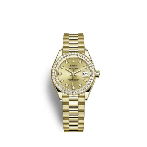 Rolex Lady Datejust 28mm - Ref: 279138rbr-0023 - Champagne Dial, 18K Yellow Gold President Bracelet Women's Watch-Rolex GMT-Master II Red and Blue Watch