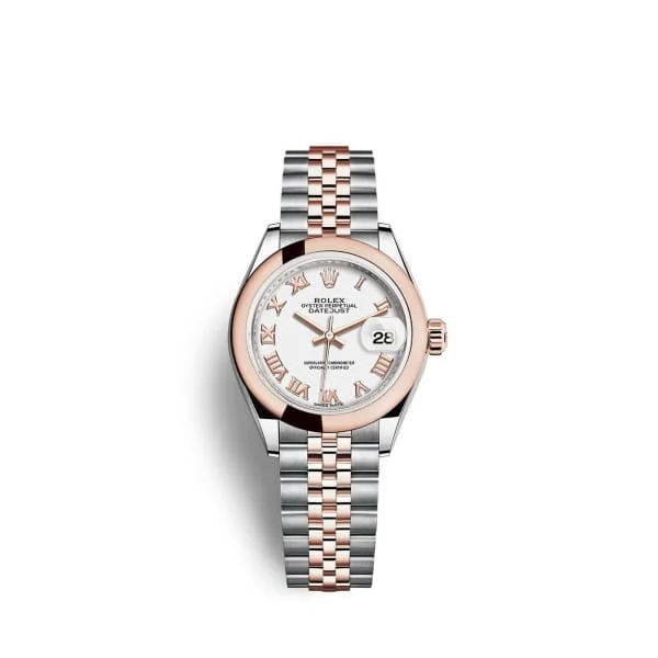 Rolex Lady-Datejust 28mm - Ref: 279161-0021 - White Roman Dial, Two Tone Stainless Steel & 18K Rose Gold Jubilee Bracelet Women's Watch-Rolex GMT-Master II Root Beer Watch