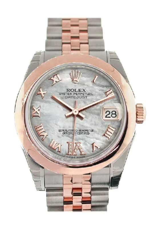 Rolex Datejust 31 White Mother of Pearl Roman Large VI set with Diamond Dial 18K Rose Gold Two Tone Jubilee Ladies Watch 178241-Rolex Cosmograph Daytona 18k Rose Gold Watch