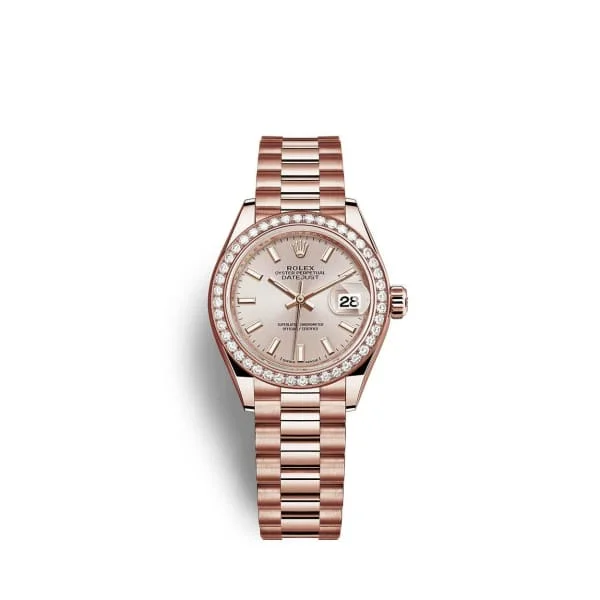 Rolex Lady Datejust 28mm - Ref: 279135rbr-0006 - Sundust Dial, 18K Rose Gold President Bracelet Women's Watch-Rolex Submariner 16610 Watch