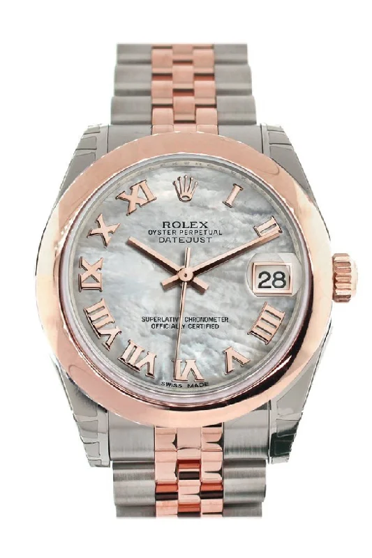 Rolex Datejust 31 White Mother of Pearl Roman Dial 18K Rose Gold Two Tone Jubilee Ladies Watch 178241-Rolex Milgauss Green Crystal Watch