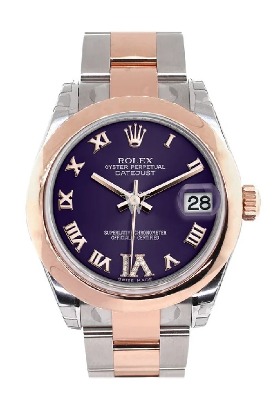 Rolex Datejust 31 Purple Roman Large VI set with Diamond Dial 18K Rose Gold Two Tone Ladies Watch 178241-Rolex Submariner 16610 Black Dial Watch