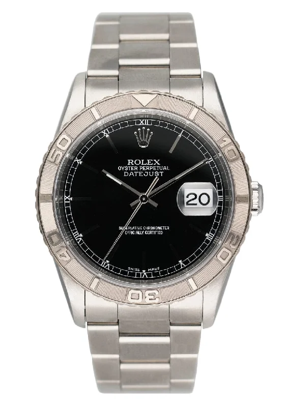 Rolex Oyster Datejust Turn-O-Graph 16264 Black Dial Mens Watch Box Papers-Rolex Day-Date 36mm Watch