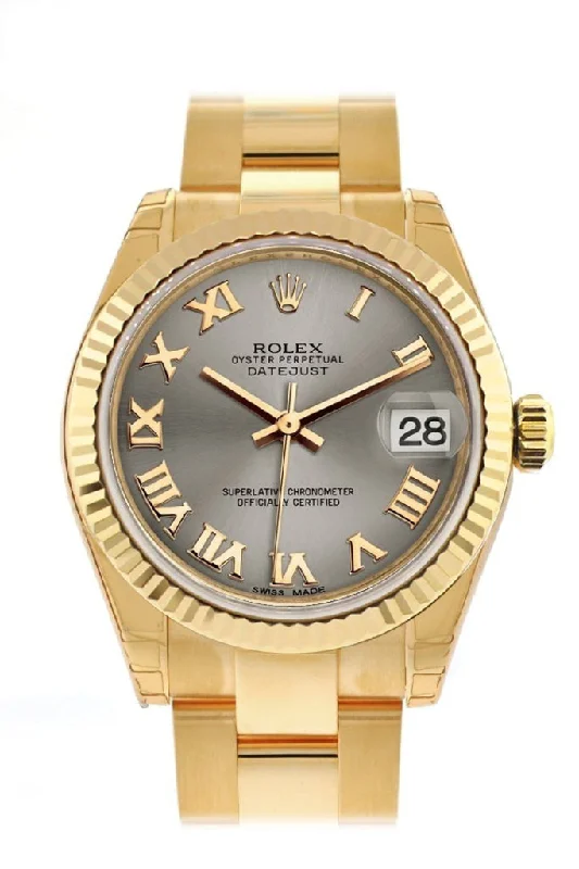 Rolex Datejust 31 Steel Roman Dial Fluted Bezel 18K Yellow Gold Ladies Watch 178278 Pre-owned-Rolex Datejust Jubilee Bracelet Watch