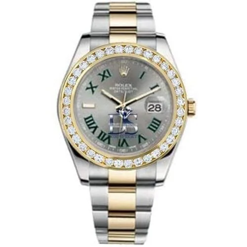 Rolex Datejust II 41mm - Ref: 116300GYRODB - Wimbledon Roman Dial & Diamond Bezel, Two Tone Stainless Steel & 18K Yellow Gold Oyster Bracelet Men's Watch-Rolex Submariner 126610LN Watch