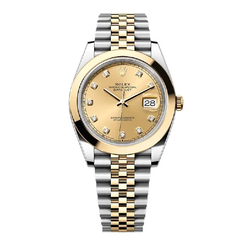 Rolex Datejust 41mm - Ref: 126303-0012 - Champagne 126303-0005 Two Tone Stainless Steel & 18K Yellow Gold Jubilee Bracelet Men's Watch-Rolex Submariner Black Dial Watch