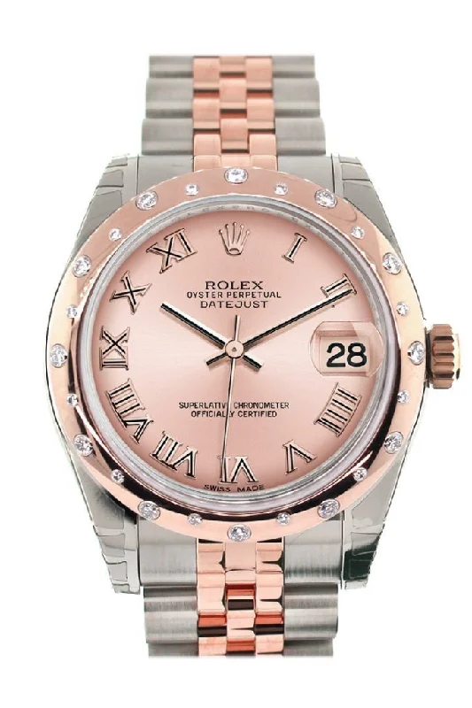 Rolex Datejust 31 Pink Roman Dial Dome set with Diamond Bezel Ladies Watch 178341 Pre-owned-Rolex Submariner Men’s Watch