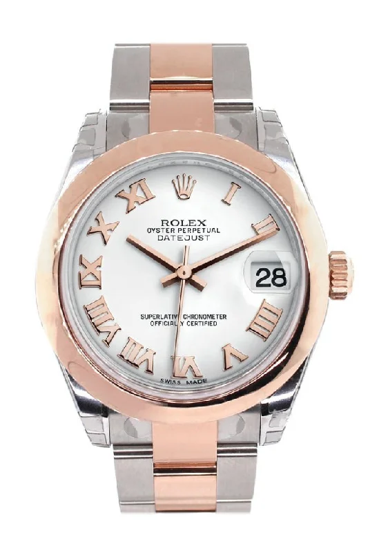 Rolex Datejust 31 White Roman Dial 18K Rose Gold Two Tone Ladies Watch 178241-Rolex Yacht-Master 40mm Blue Dial Watch