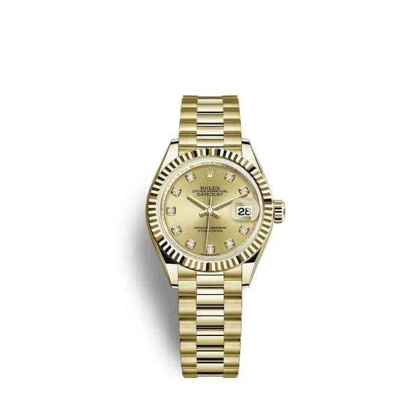 Rolex Lady Datejust 28mm - Ref: 279178-0017 - Champagne Dial, 18K Yellow Gold President Bracelet Women's Watch-Rolex Datejust Women’s Watch