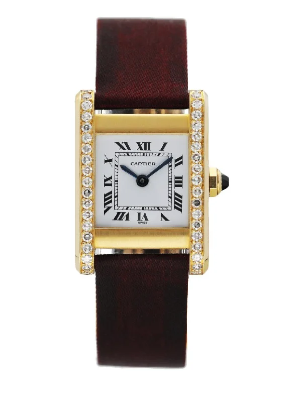 Cartier Tank Paris 18K Yellow Gold W/Diamond Bezel Ladies Watch-Cartier Tank Watch with Automatic Movement