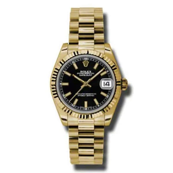 Rolex Datejust 31mm - Ref: 178278 bkip - Black Dial, 18K Yellow Gold President Bracelet Women's Watch-Rolex Daytona Men’s Chronograph Watch