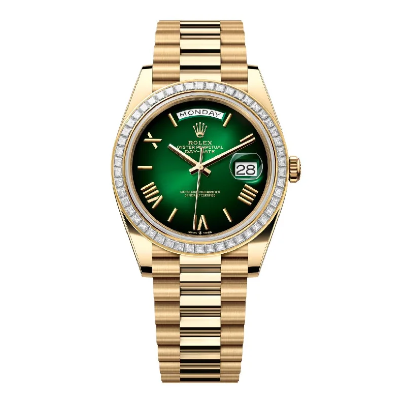 2024 Release Rolex Day-Date 40 mm | 18k yellow gold President bracelet | Green ombré dial Diamond bezel | Men's Watch 228398TBR-Rolex GMT-Master II 126711 Watch