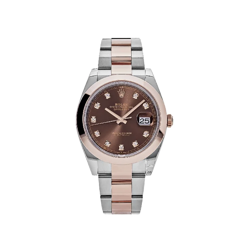 Rolex Datejust 126301 Rose Gold Stainless Steel Chocolate Diamond Dial (2023)-Rolex Submariner Green Dial Watch