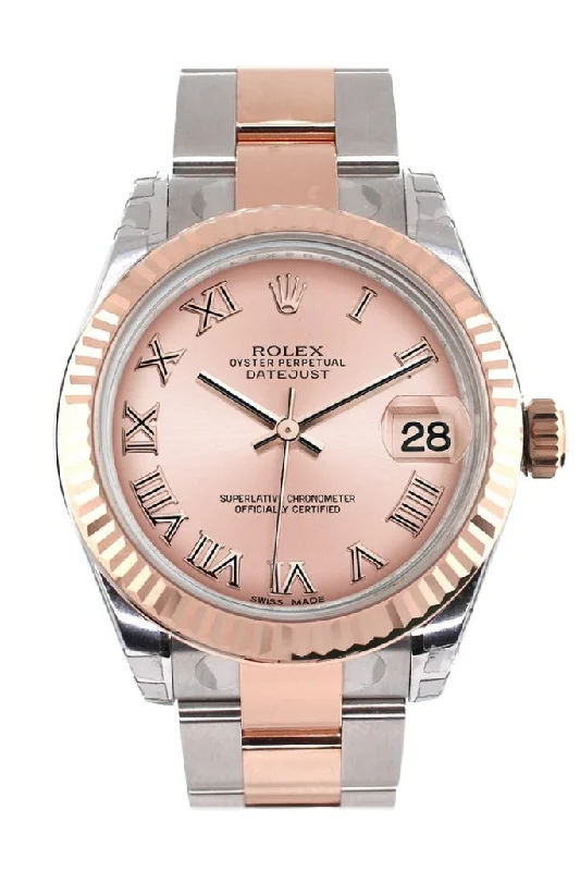 Rolex Datejust 31 Pink Roman Dial Fluted Bezel 18K Rose Gold Two Tone Ladies Watch 178271 Pre-owned-Rolex Milgauss 116400GV Watch