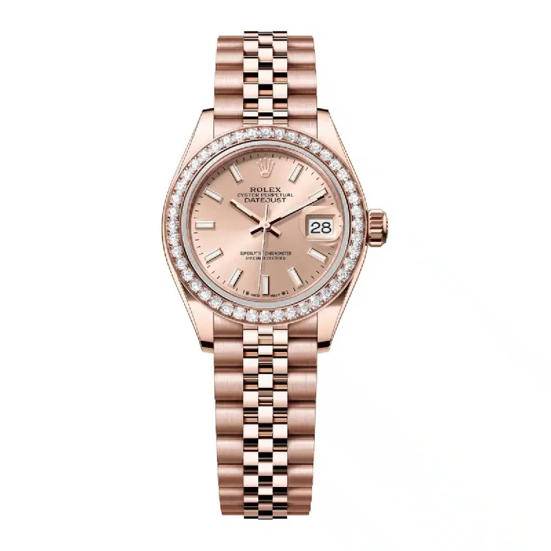 Rolex Lady-Datejust 28mm - Ref: 279135rbr-0026 - Rose Stick Dial & Diamond Bezel, 18K Rose Gold Jubilee Bracelet Women's Watch-Rolex Day-Date 36mm Watch