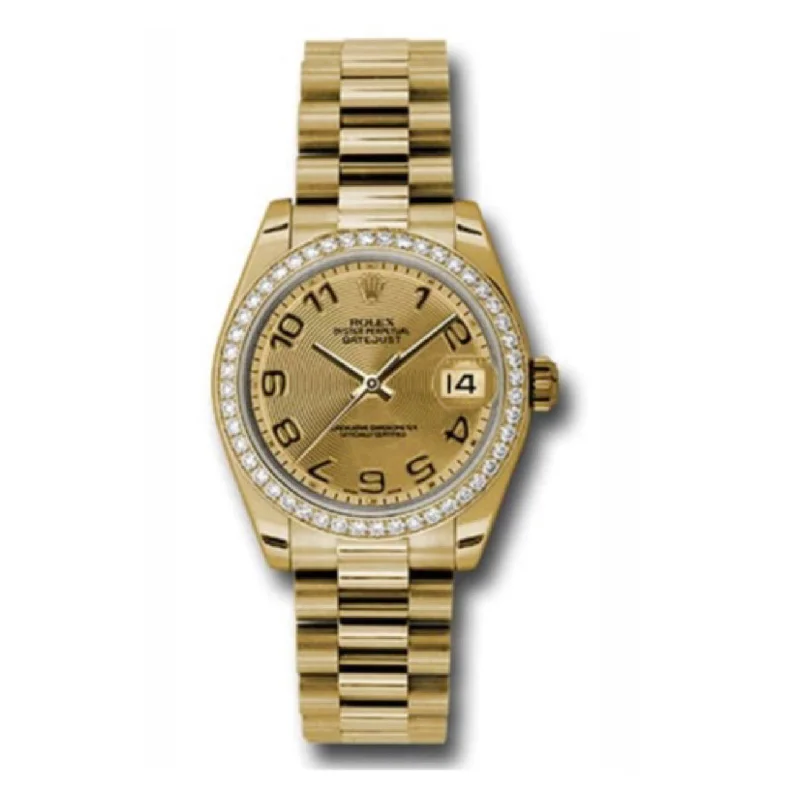 Rolex Datejust 31mm - Ref: 178288 chcap - Champagne Dial & Diamond Bezel, 18K Yellow Gold President Bracelet Women's Watch-Rolex Explorer II Men’s Watch