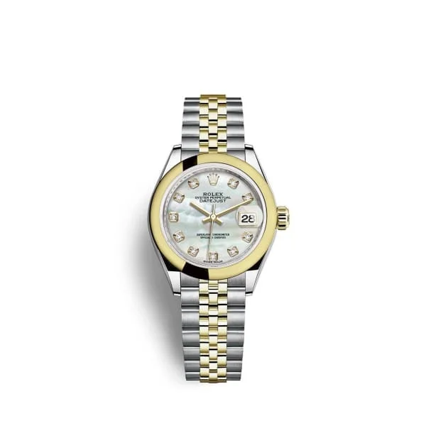 Rolex Lady-Datejust 28mm - Ref: 279163-0013 - White Mother of Pearl Diamond Dial, Two Tone Stainless Steel & 18K Yellow Gold Jubilee Bracelet Women's Watch-Rolex Submariner 116610LN Black Dial Watch