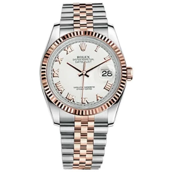 Rolex Datejust 36mm - Ref: 116231WRJ - White Roman Dial, Two Tone Stainless Steel & 18K Rose Gold Jubilee Bracelet Watch-Rolex Day-Date 36mm Green Dial Watch