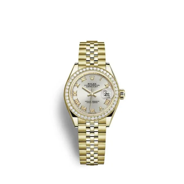 Rolex Lady Datejust 28mm - Ref: 279138rbr-0018 - Silver Dial, 18K Yellow Gold Jubilee Bracelet Women's Watch-Rolex Submariner Blue Dial Watch