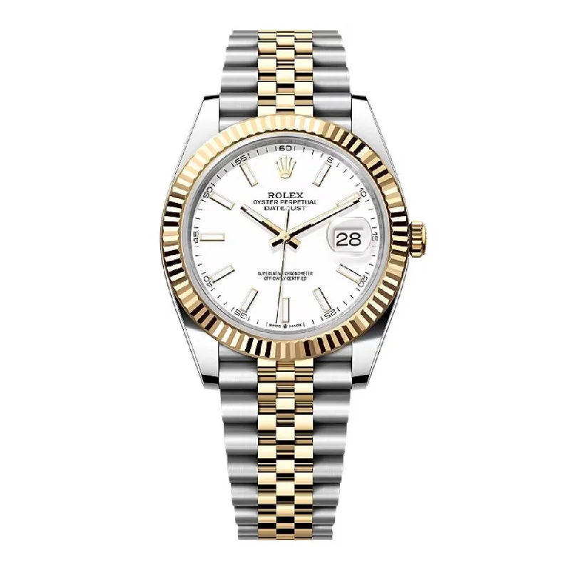 Rolex Datejust 41mm - Ref: 126333-0016 - White Stick Dial, Two Tone Stainless Steel & 18K Yellow Gold Jubilee Bracelet Men's Watch-Rolex Cosmograph Daytona 116515LN Rose Gold Watch