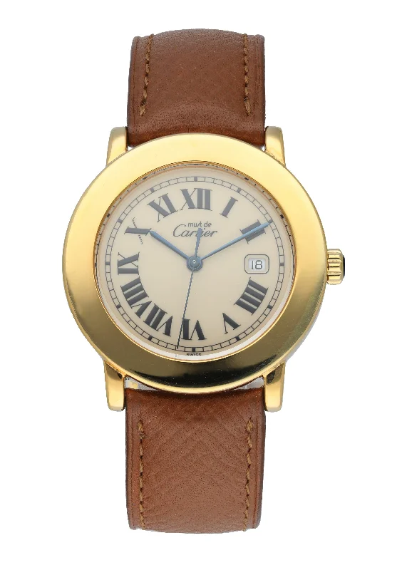 Cartier Ronde 1800.1 Argent Yellow Gold Ladies Watch-Cartier Panthère Ring 18k Gold