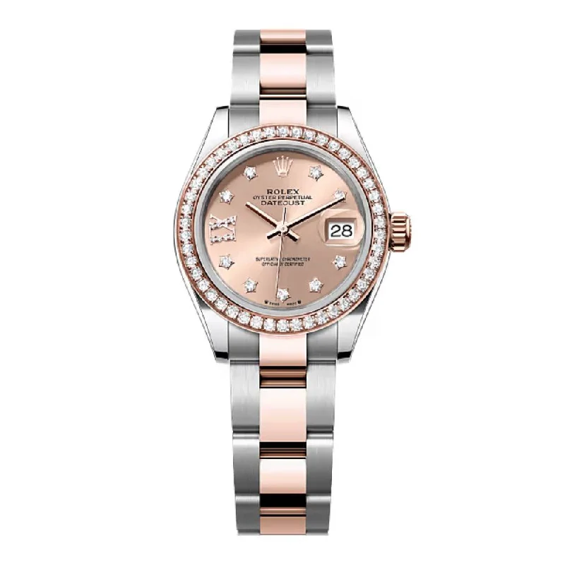 Rolex Lady-Datejust 28mm - Ref: 279381rbr-0028 - Rose Diamond Dial & Diamond Bezel, Two Tone Stainless Steel & 18K Rose Gold Oyster Bracelet Women's Watch-Rolex Yacht-Master 40mm Diamond Dial Watch