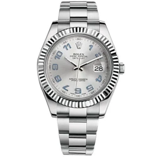 Rolex Datejust II 41mm - Ref: 116334 rblao - Silver Diamond Dial, Stainless Steel Oyster Bracelet Men's Watch-Rolex Milgauss Green Crystal Watch