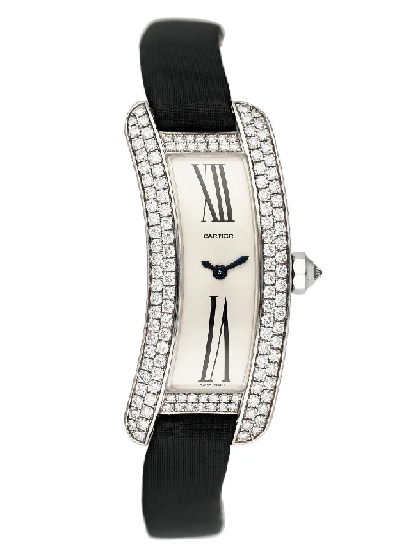 Cartier Tank S Americaine 2625 18K White Gold Diamond Ladies Watch-Cartier Santos de Cartier 35mm Watch