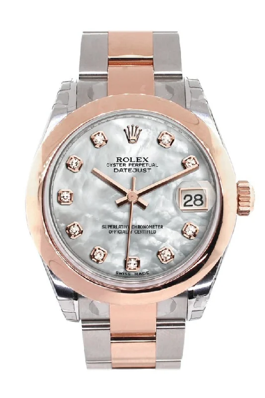 Rolex Datejust 31 White Mother of Pearl Diamond Dial 18K Rose Gold Two Tone Ladies Watch 178241-Rolex Datejust 116334 Silver Dial Watch