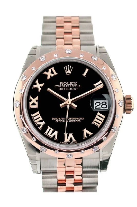 Rolex Datejust 31 Black Roman Dial Diamond Bezel 18K Rose Gold Two Tone Jubilee Ladies Watch 178341 Pre-owned-Rolex Datejust 41mm Blue Dial Watch