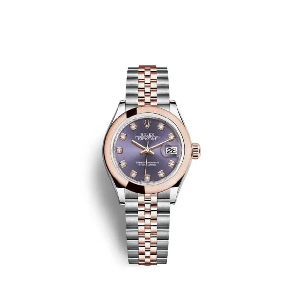 Rolex Lady-Datejust 28mm - Ref: 279161-0015 - Aubergine Purple Diamond Dial, Two Tone Stainless Steel & 18K Rose Gold Jubilee Bracelet Women's Watch-Rolex Day-Date 40mm Rose Gold Watch