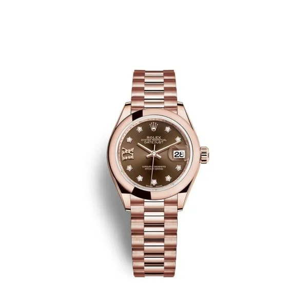 Rolex Lady Datejust 28mm - Ref: 279165-0002 - Chocolate Dial, 18K Rose Gold President Bracelet Women's Watch-Rolex Day-Date 40mm Rose Gold Watch